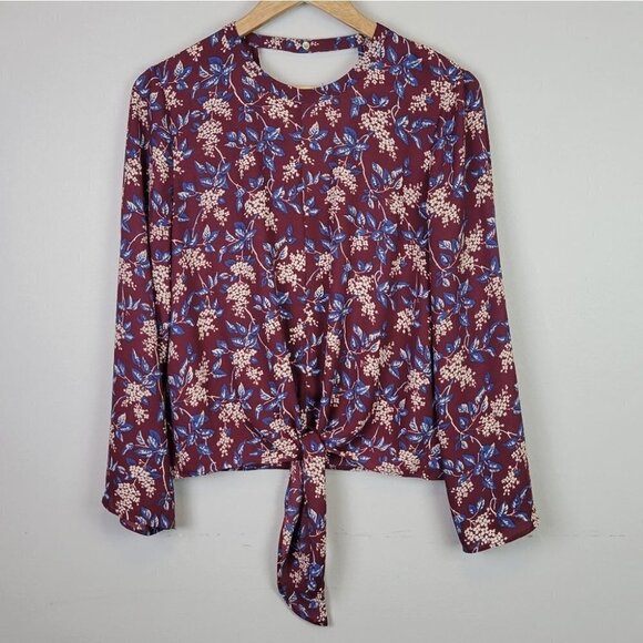 Madewell Bell Sleeve Tie Front Top Antique Flora M - Picture 13 of 13